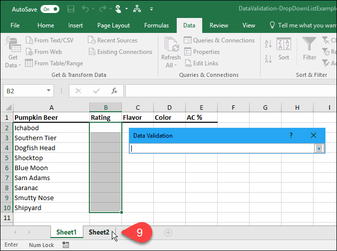 כיצד ליצור רשימות נפתחות באמצעות אימות נתונים ב- Microsoft Excel
