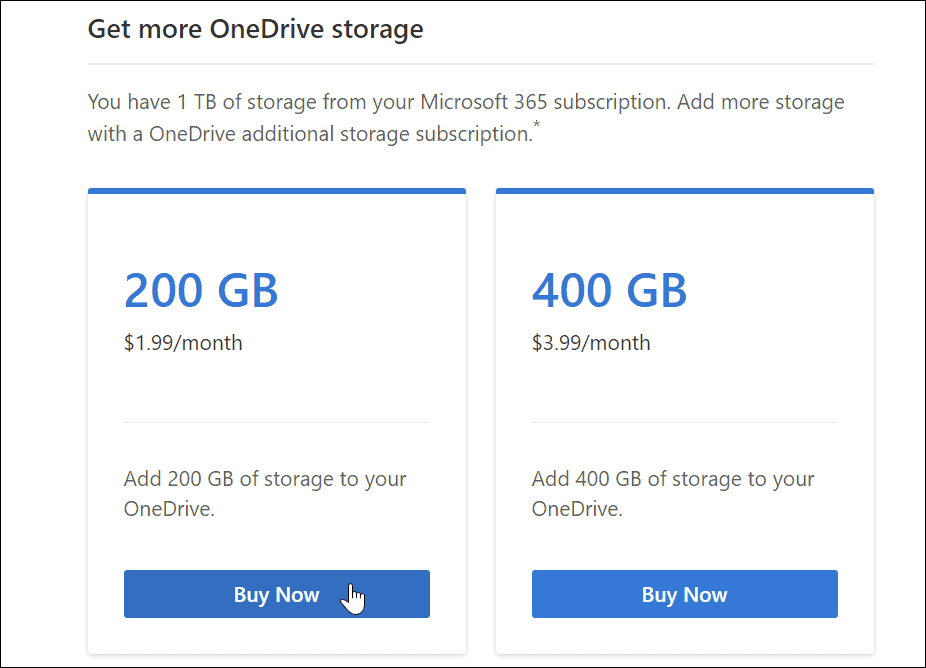 קבל יותר אחסון ב-OneDrive