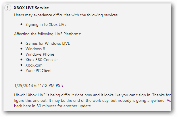 עדכון שירות Xbox Live