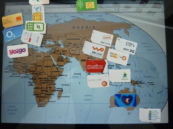 מפת העולם של כרטיסי ה- SIM