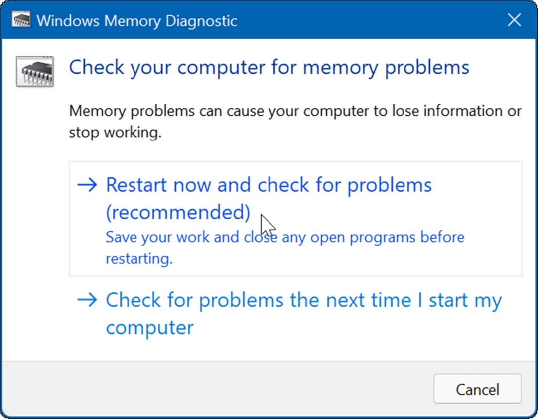 תיקון ניהול זיכרון עצור של Windows 11