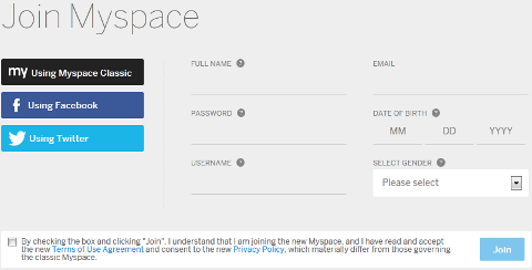 הגדרת פרופיל Myspace חדשה