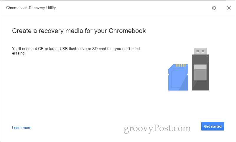 כלי ההתאוששות של Chromebook התחל