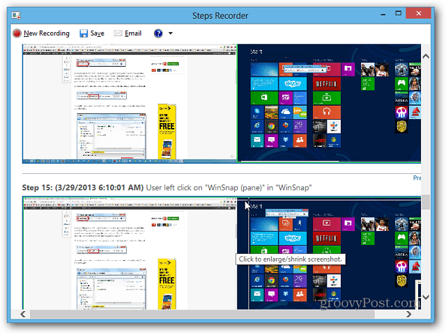 השתמש במקליט הצעדים במערכת Windows 8.1 כדי לפתור בעיות במחשב