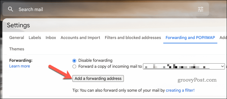 הוסף כתובת להעברה של Gmail