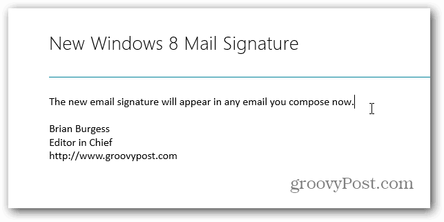 שנה את חתימת ברירת המחדל ב- Windows 8 Mail