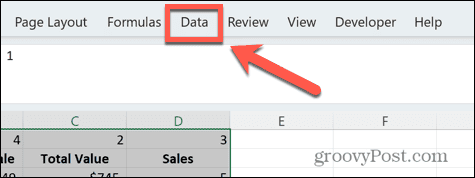 תפריט נתונים של Excel