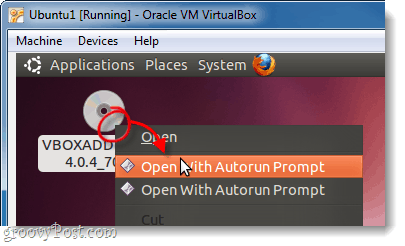 autorun vboxadditions disk ב - Ubuntu