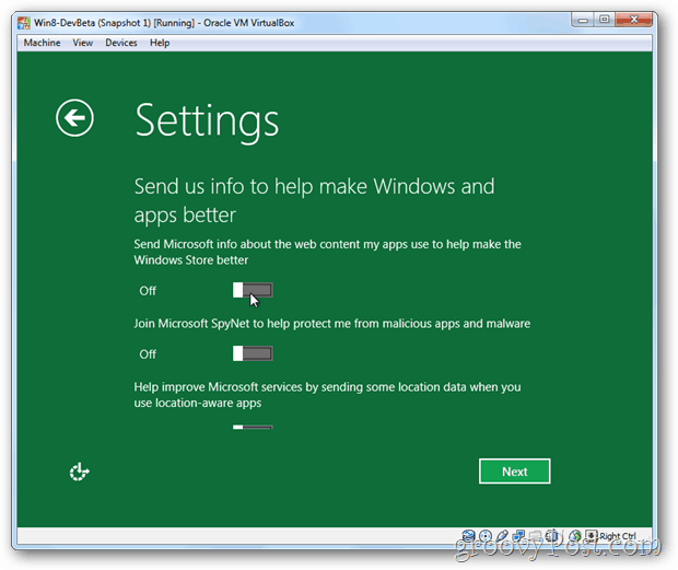 מידע על פרטיות Windows 8 של Windows 8 ל- Microsoft