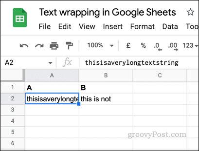 דוגמה לטקסט שאינו עטוף ב-Google Sheets