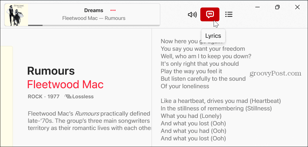 צפה במילים ב-Apple Music