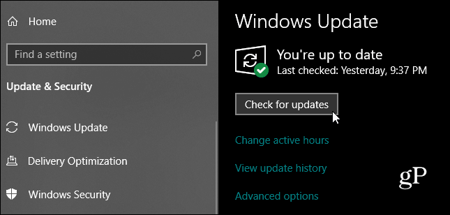 Windows 10 בדוק אם קיימים עדכונים