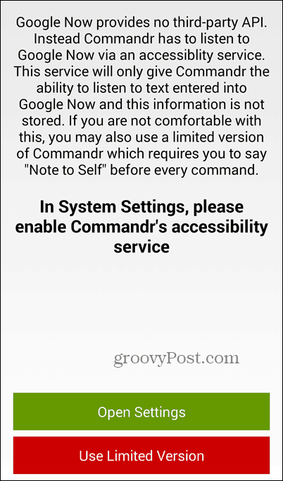 השתמש ב- Google Now וב- Commandr כדי להפעיל ולכבות את התכונות