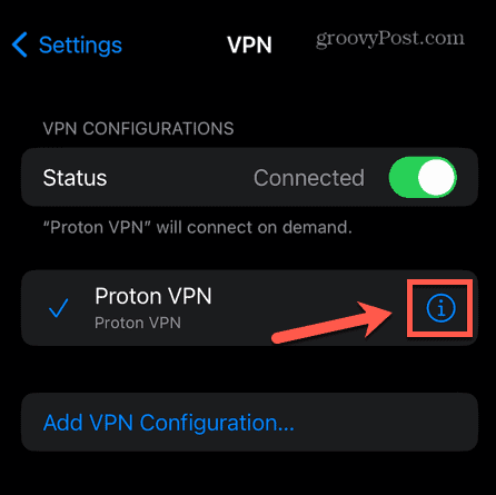 מידע VPN של אייפון