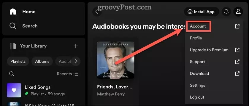 הגדרות חשבון spotify