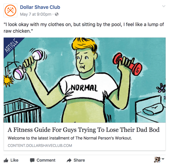 מועדון גילוח הדולר משתף תוכן רלוונטי וחכם בעמוד העסקי שלו בפייסבוק.