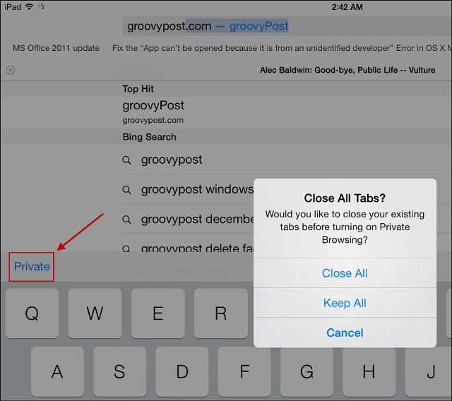 טיפ 7 ל- iOS: השתמש בגלישה הפרטית של ספארי