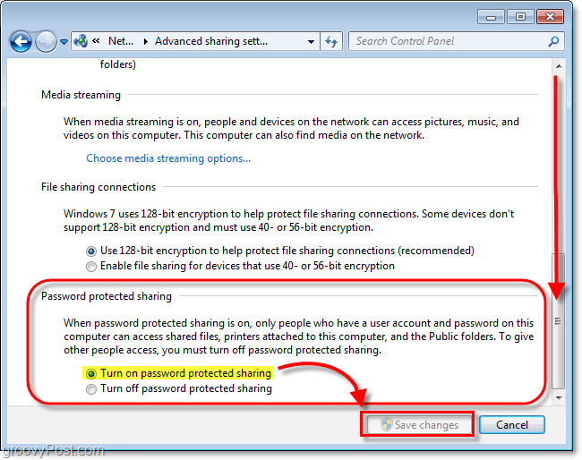 כיצד להגן על שיתוף באמצעות סיסמה ב- Windows 7