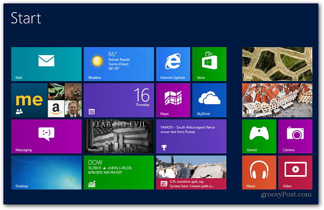 מסך התחלה של Windows 8