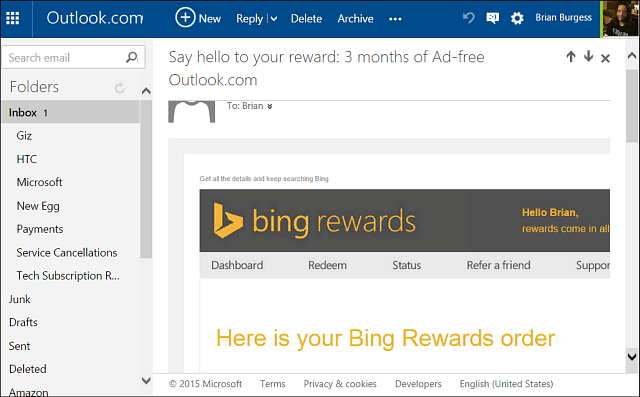 פרסומות ללא פרסומות Bing Rewards