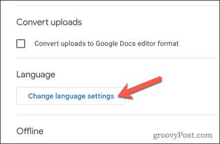 שנה הגדרות שפה ב-Google Drive
