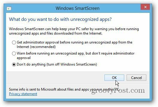 הגדרת SmartScreen