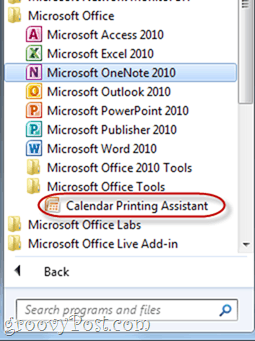 עוזר הדפסת לוח השנה Outlook 2010