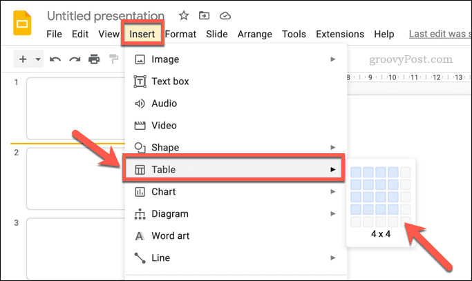 הוסף טבלה ב-Google Slides