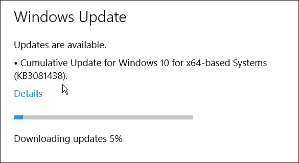 העדכון המצטבר השלישי של מיקרוסופט עבור Windows 10 (KB3081438)