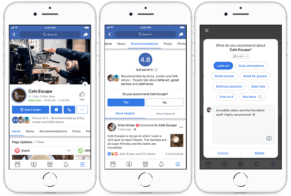פייסבוק עיצבה מחדש את העמודים של יותר מ -80 מיליון עסקים בפלטפורמה שלה כדי להקל על אנשים לקיים אינטראקציה עם עסקים מקומיים ולמצוא את מה שהם הכי זקוקים להם.