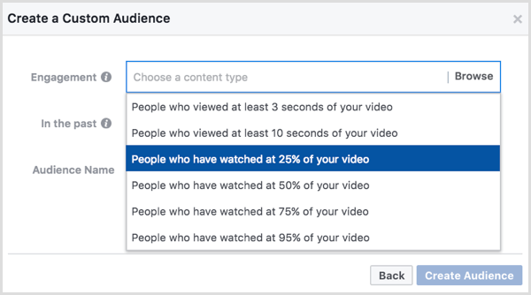 קהל מותאם אישית של פייסבוק בהתבסס על צפיות בווידיאו