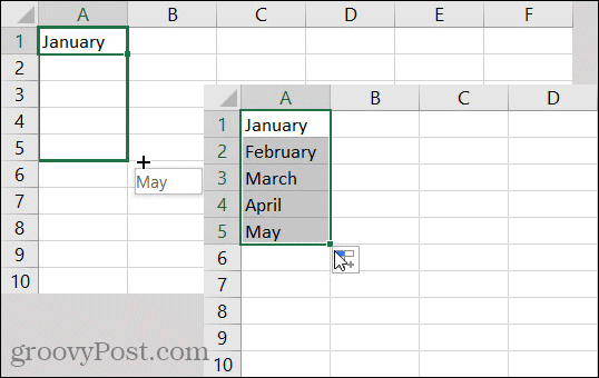 חודשי מילוי אוטומטי של Excel