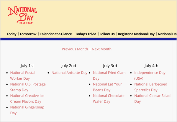 לוח השנה ליום הלאומי הוא משאב לחופשות נישה אקראיות המתאימות ליעדי השיווק שלך.