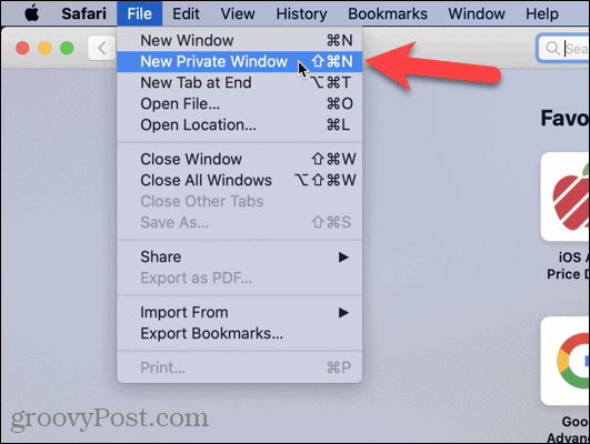 בחר חלון פרטי חדש בספארי ב- Mac