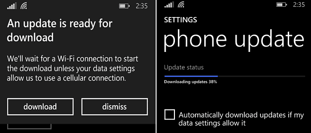 עדכון עדכון Windows Phone 8-1