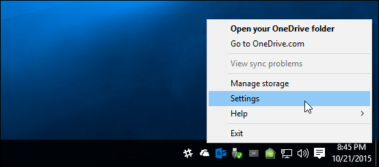 הגדרות OneDrive Windows 10