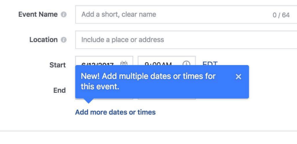 פייסבוק מאפשרת כעת למארגנים להוסיף מספר פעמים ותאריכים לאירועים בפייסבוק.
