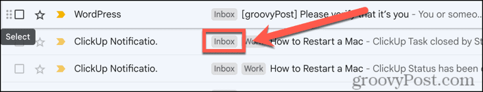 תווית תיבת הדואר הנכנס של Gmail