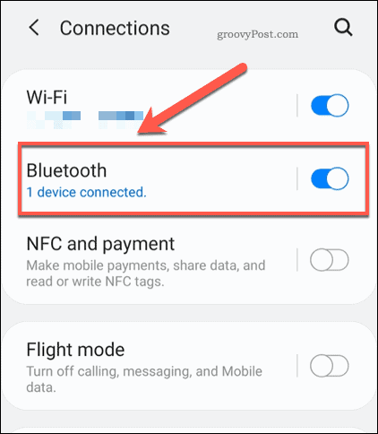תפריט הגדרות Bluetooth ל- Android