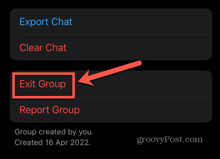 וואטסאפ לצאת מקבוצה