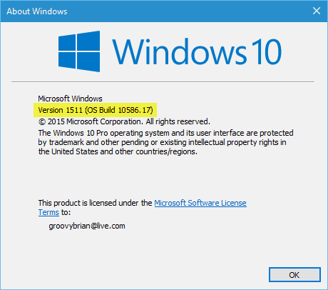 Windows 10 בנה 10586.17
