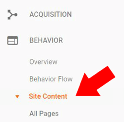 תחת התנהגות ב- Google Analytics, בחר תוכן אתר> כל הדפים.