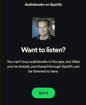 הודעה קופצת של spotify