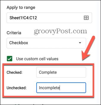 ערכי תאים מותאמים אישית של Google Sheets