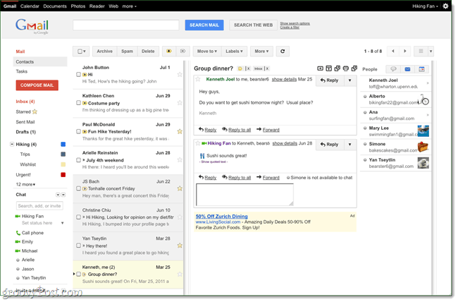 מעבדות Gmail: חלונית קריאה חדשה, ממש כמו Outlook