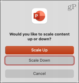 בחר Scale Up או Scale Down
