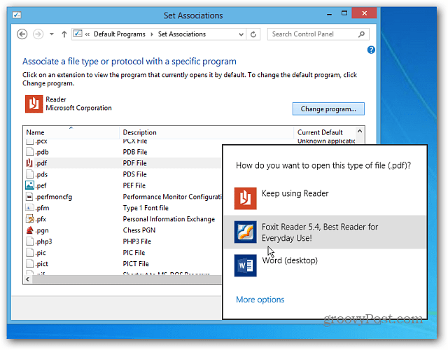 הפוך קובצי PDF ותמונות לפתיחה בתוכניות שולחן העבודה של Windows 8