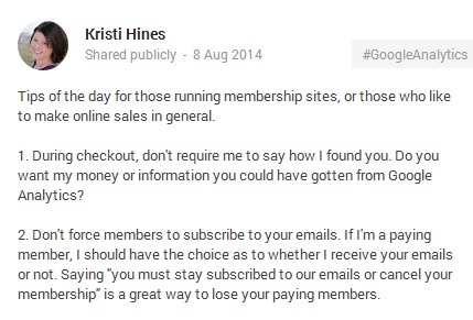Kristi Hines עדכון Google +