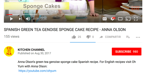 קוקינה מפנה את הקהל דובר האנגלית לערוץ בישול אחר ביוטיוב.