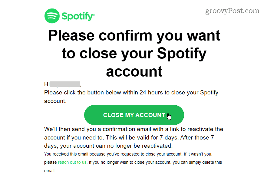 אימות דוא" ל Spotify מחק
